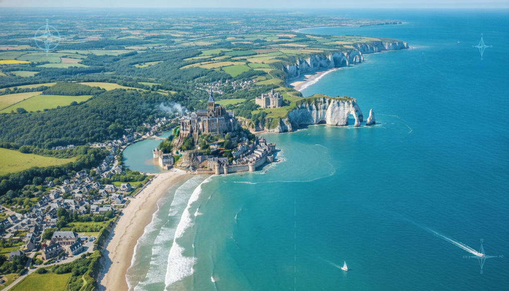 explorez la carte de normandie pour découvrir ses principales régions et sites touristiques incontournables, entre histoire, nature et patrimoine.